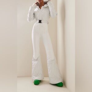 Ienki Ienki Stardust Technical White Nylon Ski Suit with Belt
